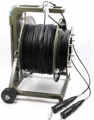 Trolley portable military tactical communication fiber optic cable reel with back belt